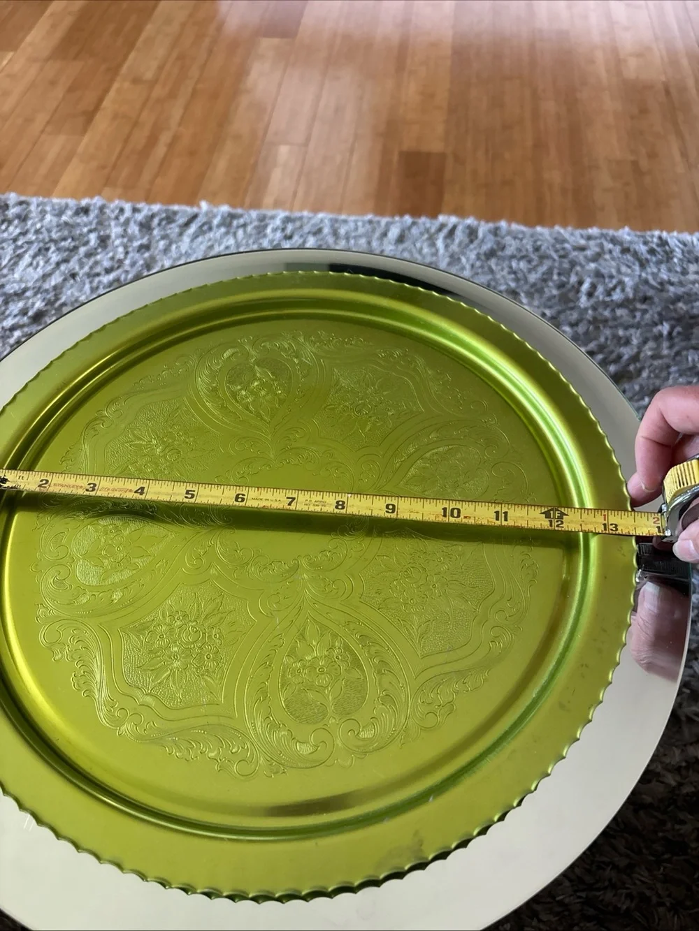 1950’s60’s Vintage Green Anodized Aluminum Serving Tray
